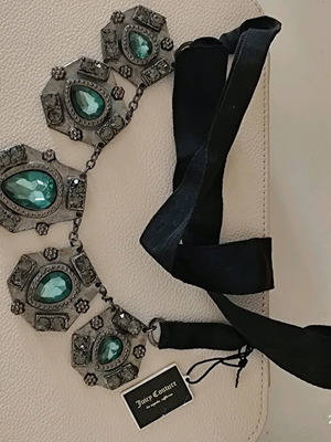 Vintage Juicy Couture necklace new condition with crystals and silk cord