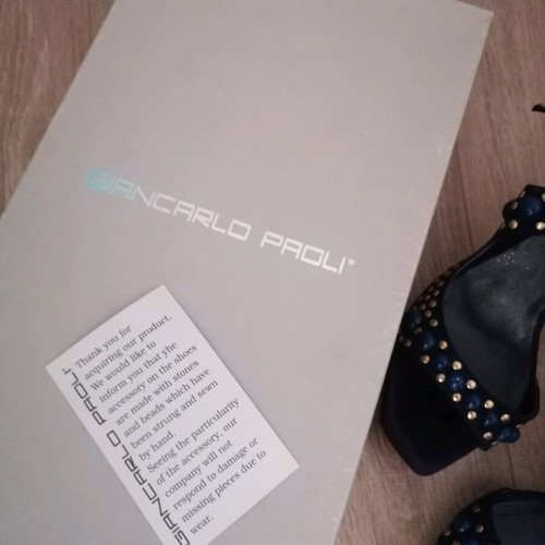 Giancarlo Paoli sandals used, high heels blue with stones