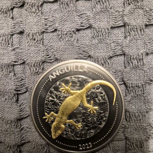 Ασημένιο νόμισμα 1 oz σαν καινούργιο, επίχρυση σαύρα, ασήμι 999