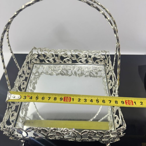 Decorative metal fruit basket with mirror vintage style
