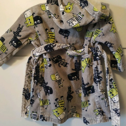 Children's bathrobe 18 months like new with hood and belt