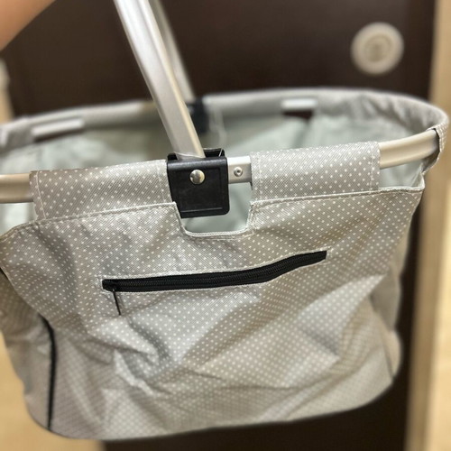 German shopping basket gray with white dots, new