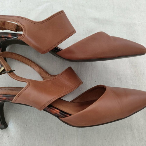 Dorothy Perkins Slingback kitten heel shoes used, tan, size 37