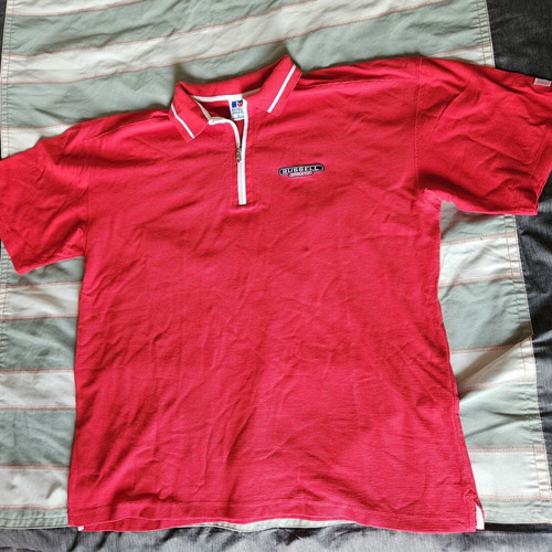 Russell Athletic vintage quarter-zip polo T-shirt, XL, red