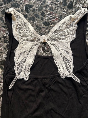 Maxi dress black like new with lace, cotton, one size