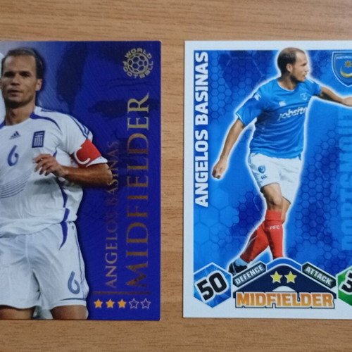 Basinas Cards Greece National Futera and Portsmouth like new, pack of 2