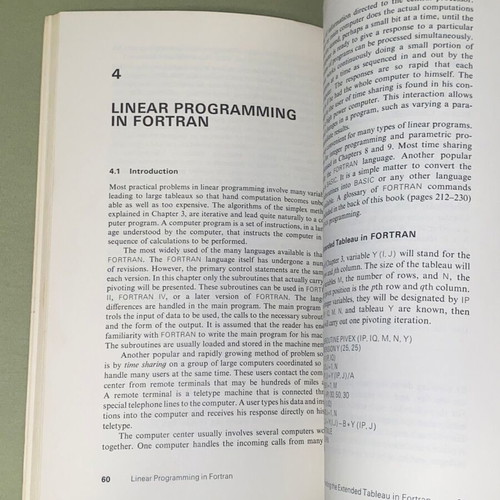 Linear Programming with FORTRAN by Carvel S. Wolfe like new