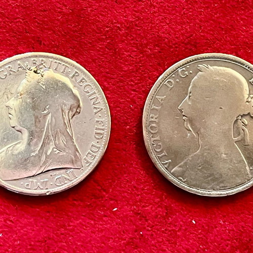 Great Britain 1 Penny 1892 & 1897 used, pack