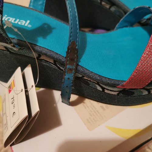 Desigual Dustin 3 platform sandals used, size 37, blue-red
