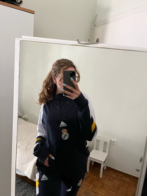 Real Madrid tracksuit navy blue/white new, size M
