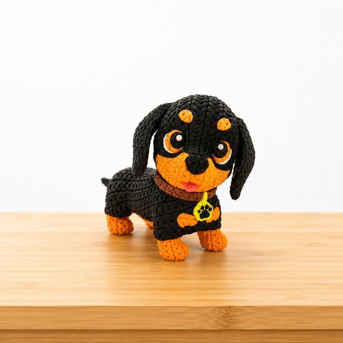 Dachshund crochet-style 3D printed figure