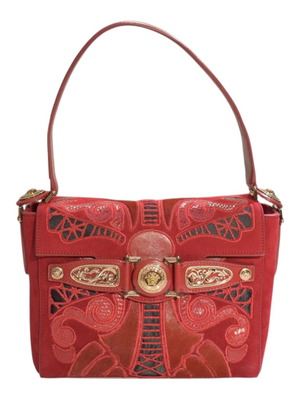 Versace vintage flap bag shoulder red suede like new