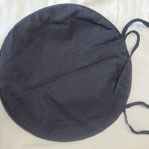 Black stool cushion with cords, 35x35 cm