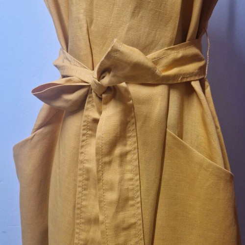 Zara Linen Midi Dress new, size M, mustard yellow