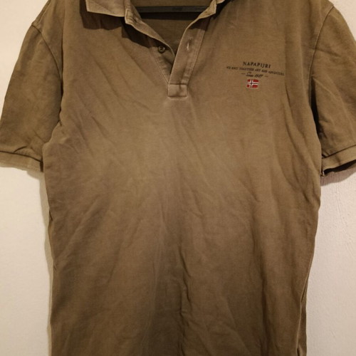 Napapijri Geographic men's polo shirts used, size Large, khaki and dark blue