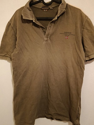 Napapijri Geographic men's polo shirts used, size Large, khaki and dark blue