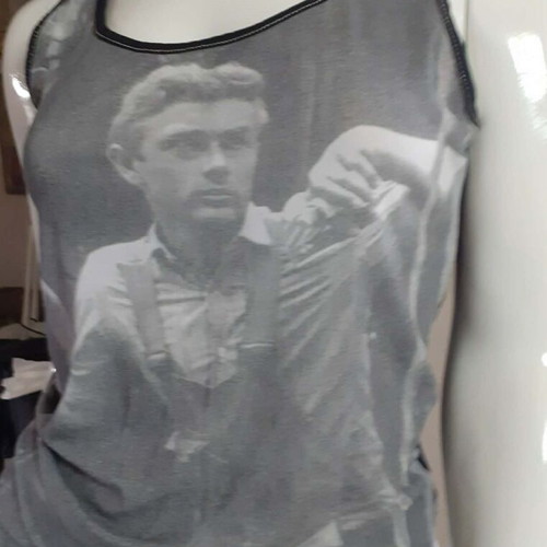 Denny Rose mako blouse used with James Dean print, size M