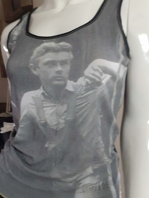 Denny Rose mako blouse used with James Dean print, size M