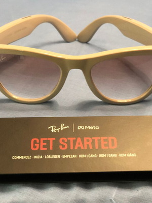 Ray-Ban Meta Skyler Gen 1 women's cat-eye sunglasses, gray frame, cinnamon beige lenses