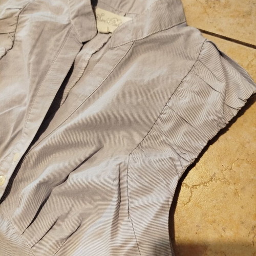 Cotton women's summer shirt like new, white and blue