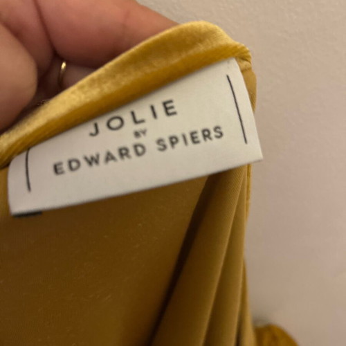 Evening velvet dress gold like new, one shoulder