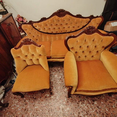 Handmade sofa set 5 pieces like new, classic 1970