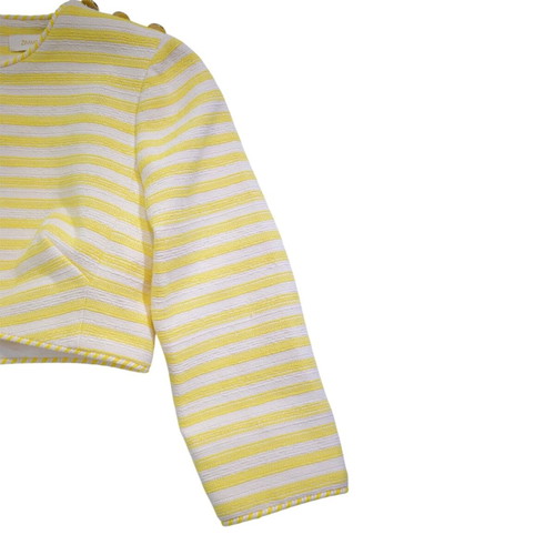 Zimmermann yellow striped cropped tweed top with nautical buttons size 2