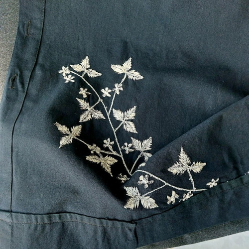 Black linen and cotton dress with embroidery XL like new