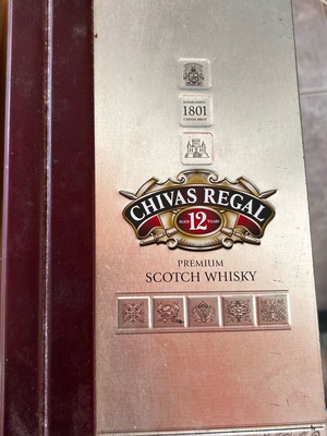Chivas collectible wooden box used with metal door