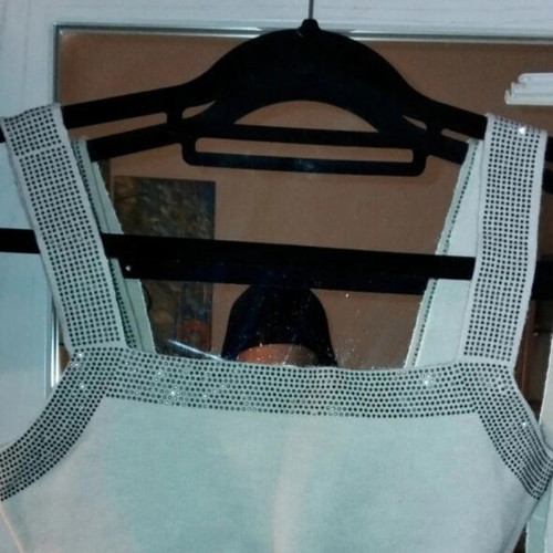 Sevenday knit crop top and maxi skirt set with rhinestones, new
