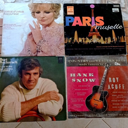 Vintage vinyl lot of 4 LP records including Decca Phase 4, Country, Burt Bacharach, Pop