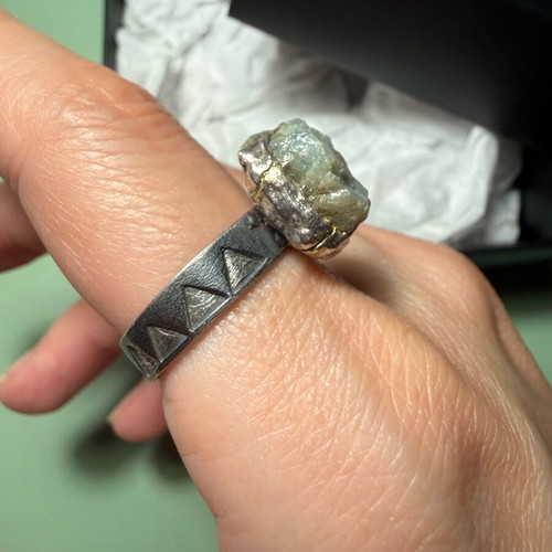 Handmade silver 925 ring with aquamarine used