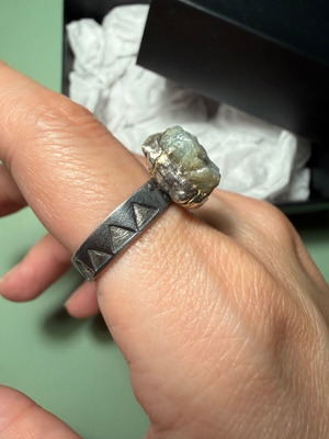 Handmade silver 925 ring with aquamarine used