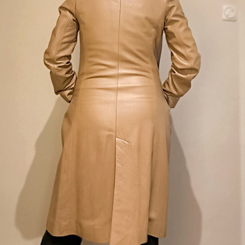 Oasis leather coat beige small like new