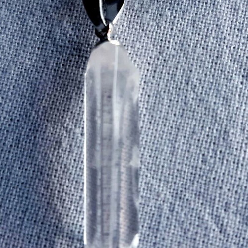 White Crystal Necklace new, semiprecious stone, black strap