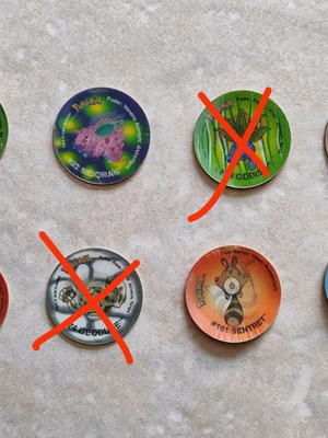 Collectible Tazos 3 Pokemon used, set of 8 pieces
