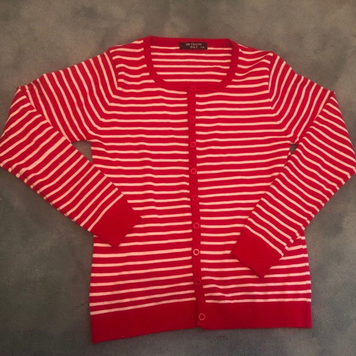 Карирана жилетка употребявана бяло-червена, размер L/XL