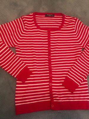 Карирана жилетка употребявана бяло-червена, размер L/XL