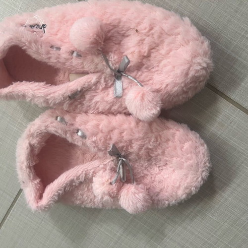 Slippers new with pom-poms, size 38, white and pink