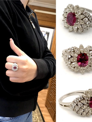 Δαχτυλίδι 18k με ρουμπίνι 1.5ct και μπριγιάν 2.2ct