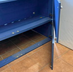 Display counter with storage cabinets used, blue MDF wood