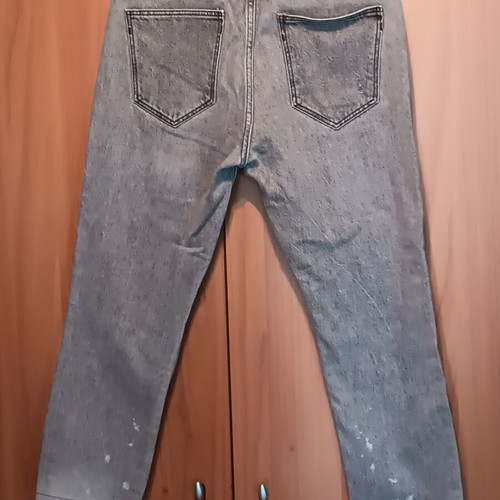 Bershka denim jeans, size S, grey, distressed