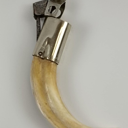 Antique German cigar cutter from 1930s like new, boar tooth and silver