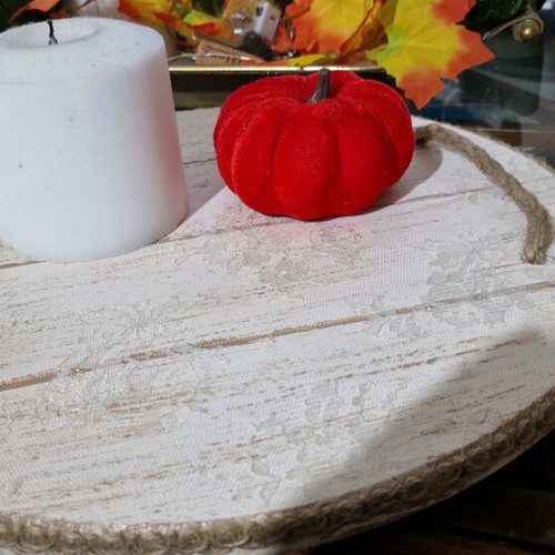 Decorative wooden tray with rope handles, new