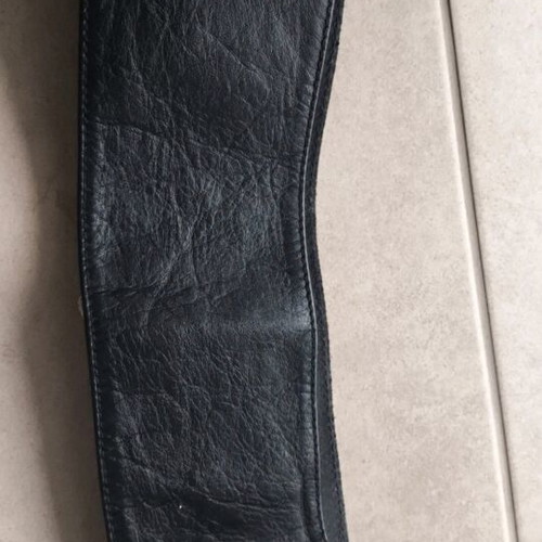 Leather belt used, wide with metal buckle 105 cm, black