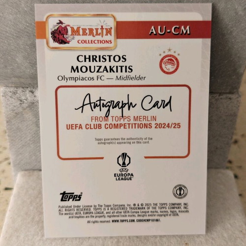 Christos Mouzakitis RC card with autograph Olympiacos FC new