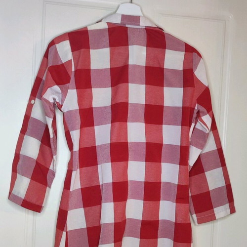 Women's checked shirt new, size S, white and red