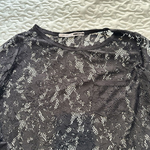 Stradivarius black lace blouse M used, floral design