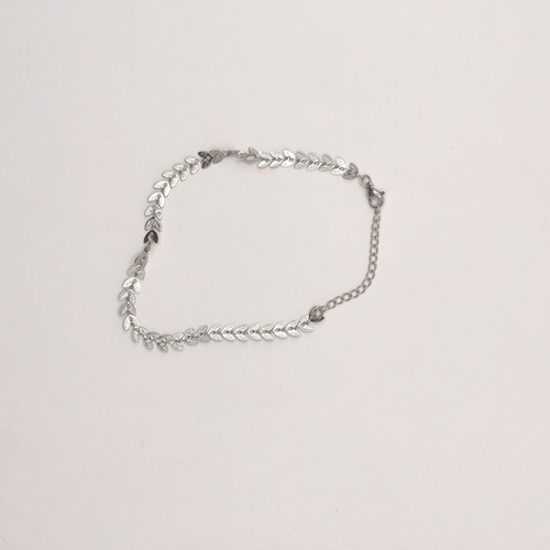 Women's silver stainless steel bracelet with laurel leaves