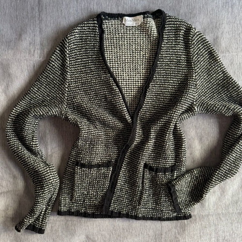 Max Mara open-front knitted cardigan black and white like new, size M